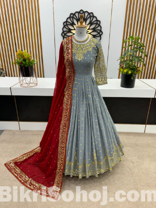 রেডিমেড জর্জেট এমব্রয়ডারি পার্টি ড্রেস